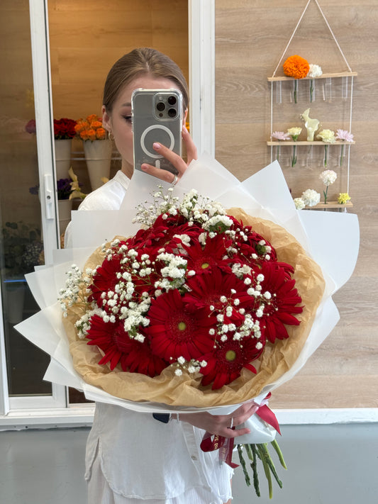 Red Velvet Gerbera Arrangement