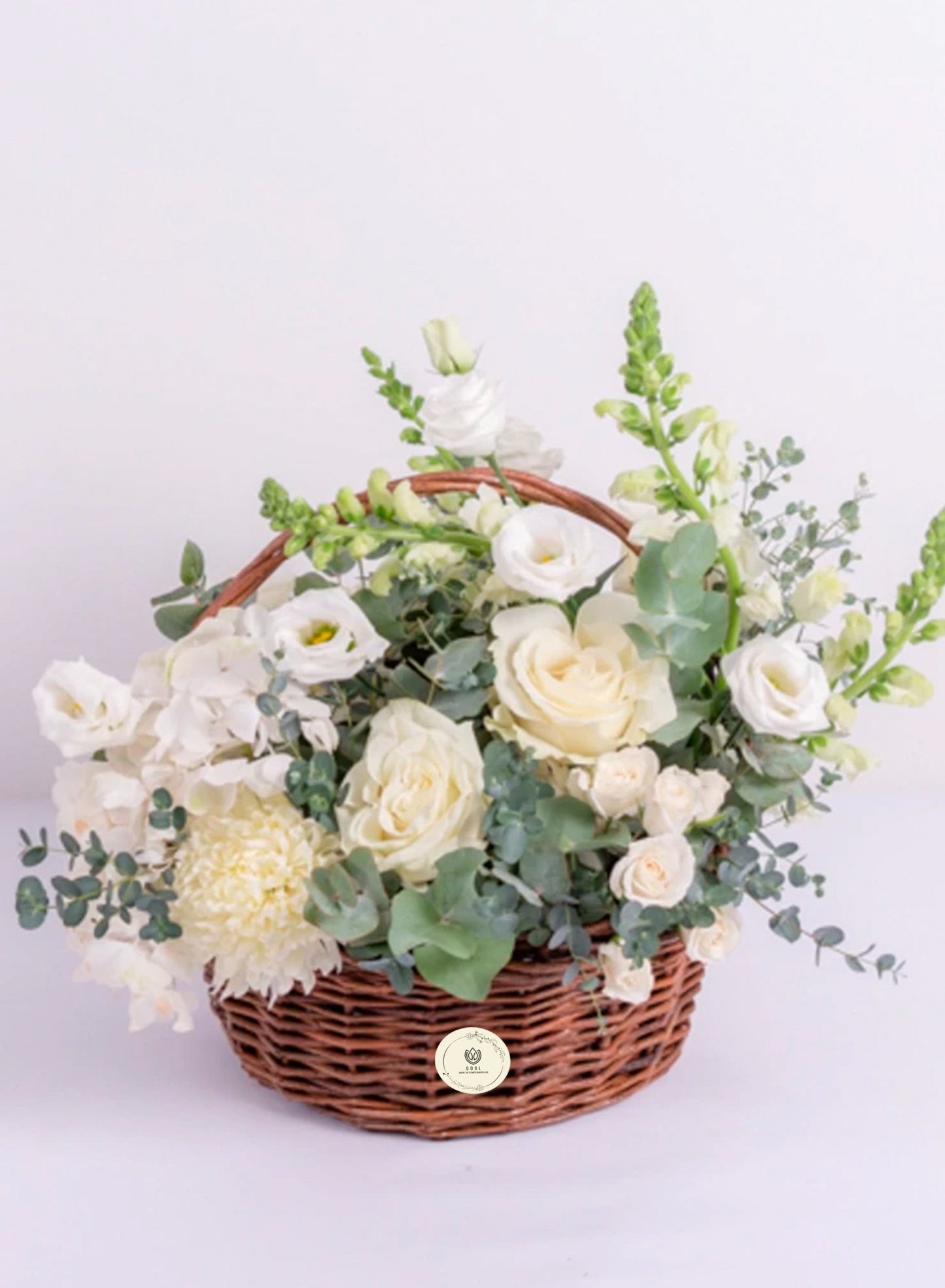 Classic Whites: Basket of Floral Elegance - GOOL: FLOWER SHOP