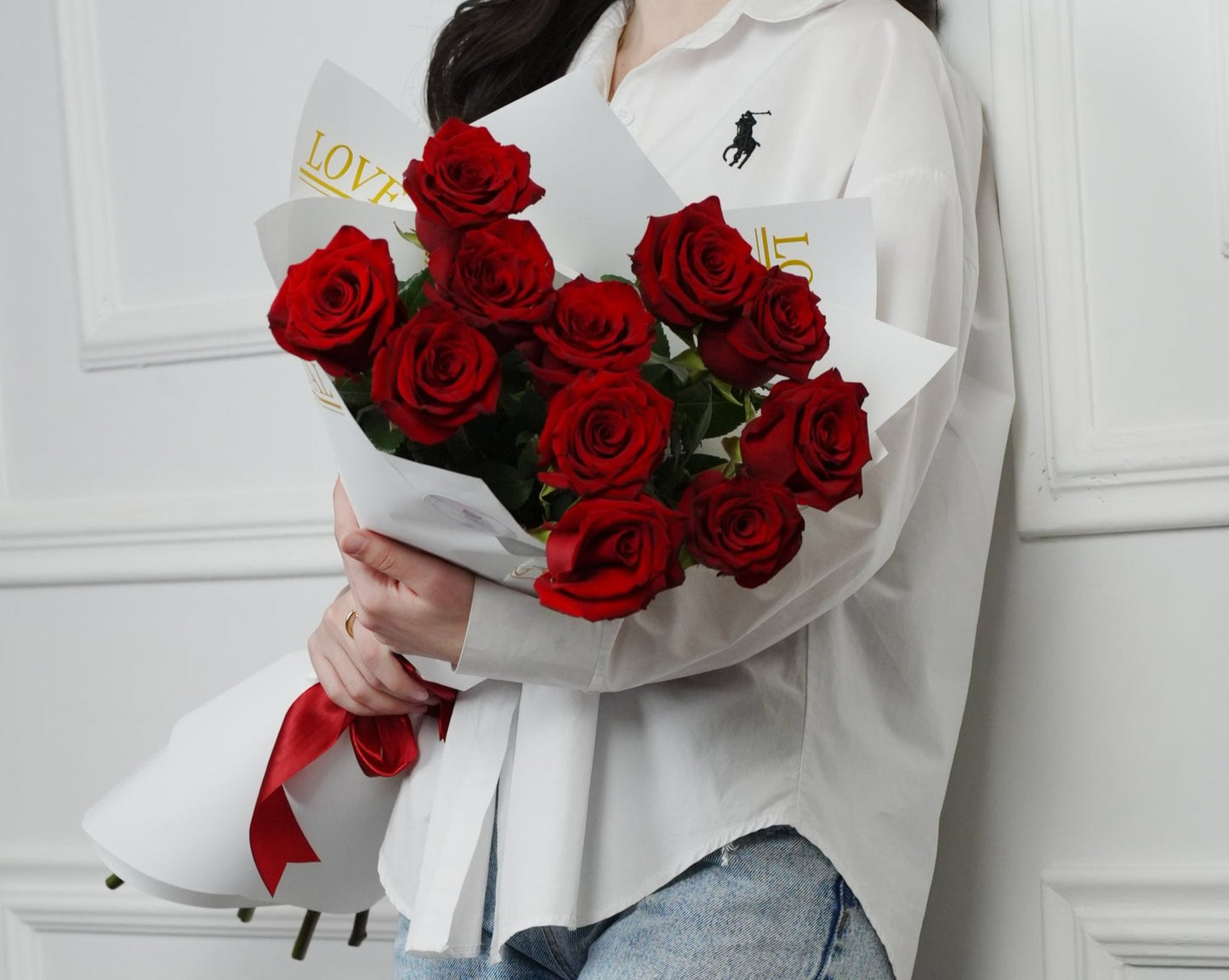 Crimson Embrace: Monochrome Red Roses - GOOL: FLOWER SHOP