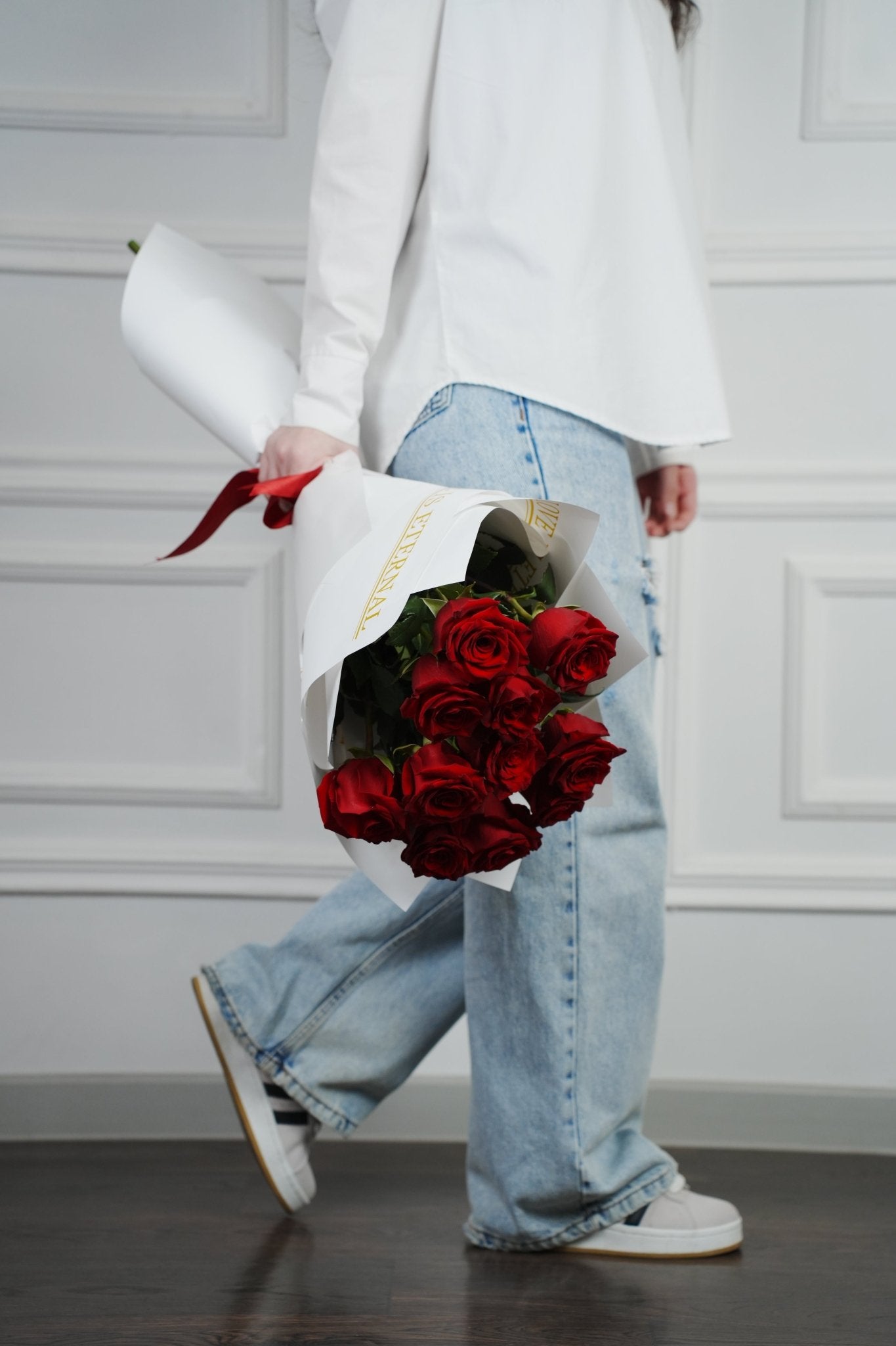 Crimson Embrace: Monochrome Red Roses - GOOL: FLOWER SHOP