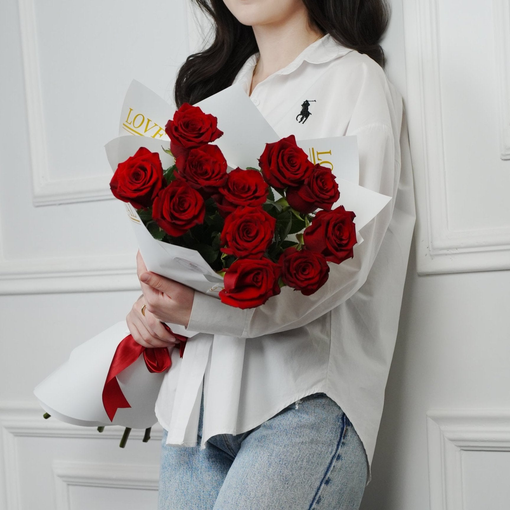 Crimson Embrace: Monochrome Red Roses - GOOL: FLOWER SHOP