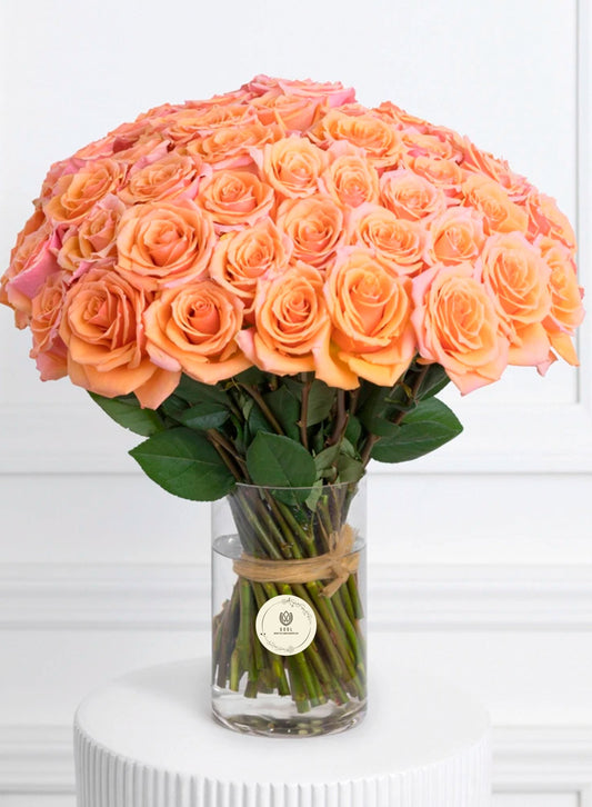 Peach Petals Vase Arrangement - GOOL: FLOWER SHOP