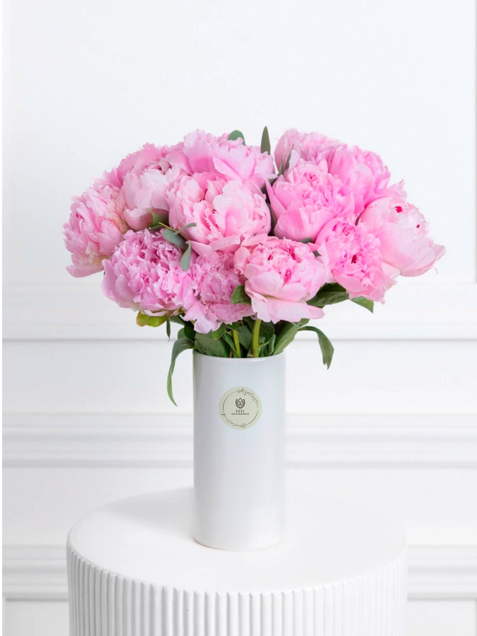 Petals of Romance: Pink Peonies in Vase - GOOL: FLOWER SHOP